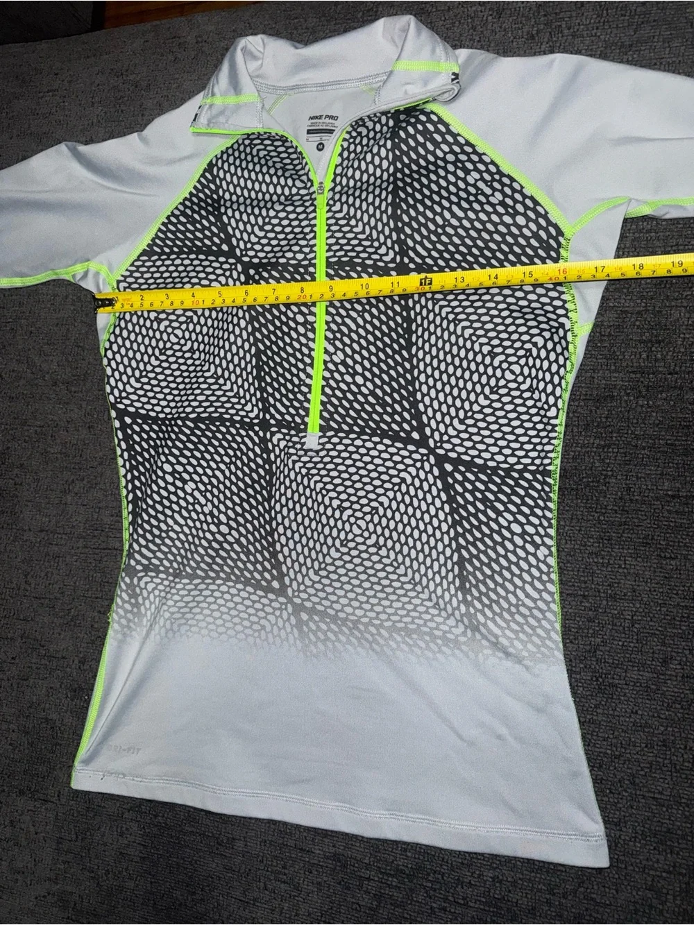 Nike Pro Dri-FIT 1/2 Zip Running Training Top Gray Neon Green Women’s M